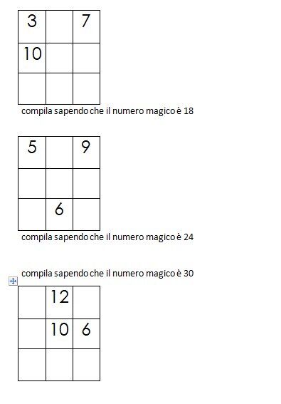 Quadrati magici da completare conoscendo il numero magico 2