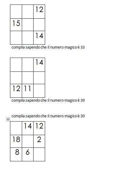 Quadrati magici da completare conoscendo il numero magico 4