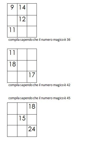 Quadrati magici da completare conoscendo il numero magico 5