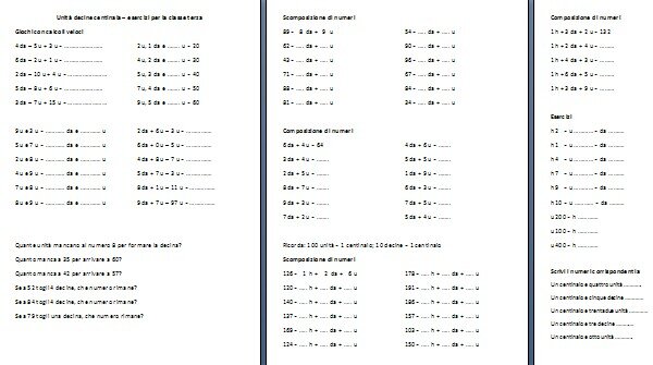 Esercizi Di Matematica Classe Terza Unita Decine E Centinaia Lapappadolce