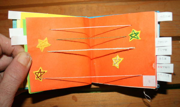 Book building for children - tutorial to make a book of numbers with Japanese binding and starlets