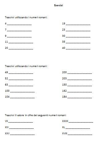Numeri Romani Esercizi Per La Terza Classe Lapappadolce