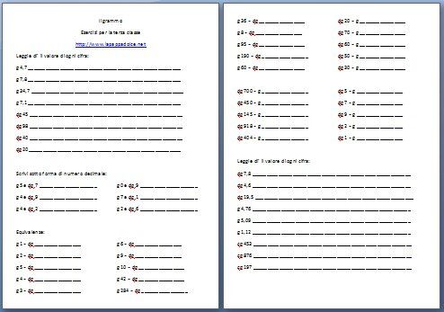 il grammo esercizi per la terza classe