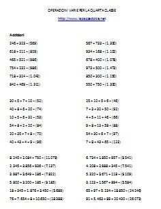 Operazioni Varie Per La Classe Quarta Lapappadolce