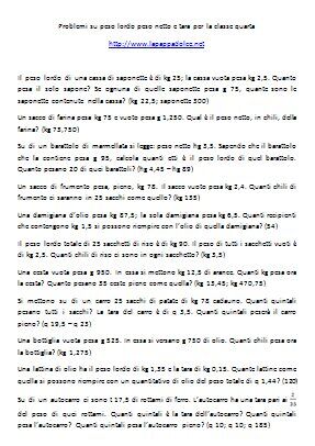 Problemi Su Peso Lordo Peso Netto E Tara Per La Classe Quarta Lapappadolce