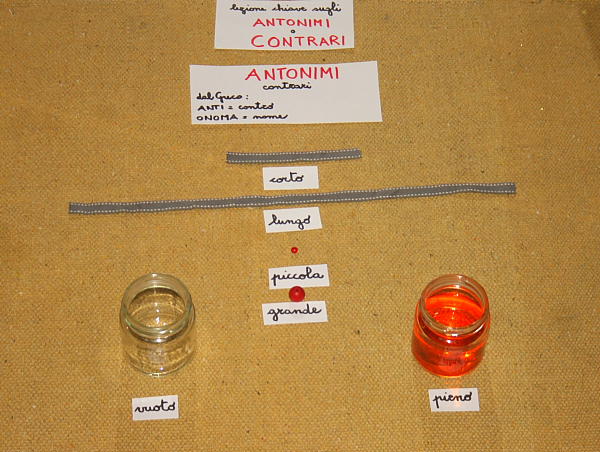 Contrari o antonimi col metodo Montessori