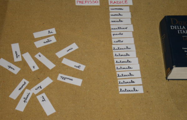 Formazione delle parole e prefissi col metodo Montessori
