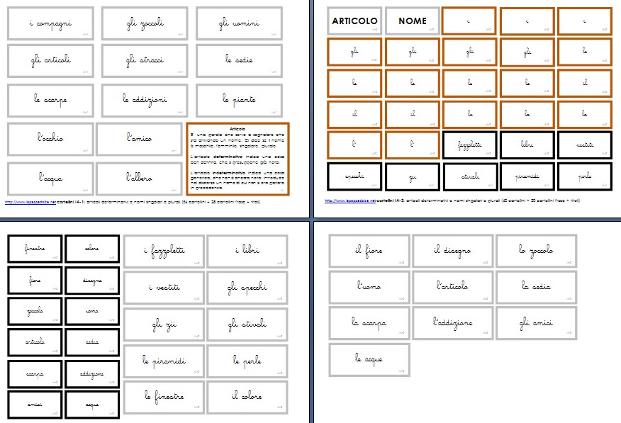 cartellini scatola grammaticale I corsivo 2