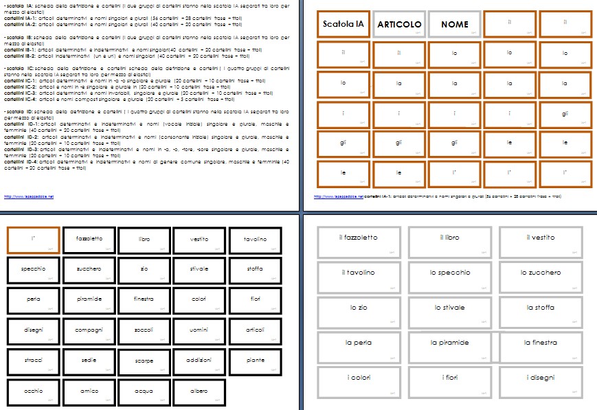 Psicogrammatica Montessori SCATOLA GRAMMATICALE I articolo e nome