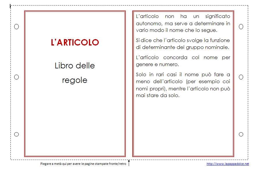 libro delle regole per l'ARTICOLO 1