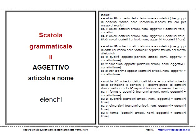 libro degli elenchi scatola grammaticale II 23