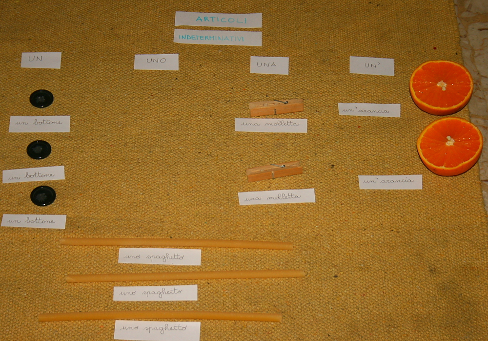 Psicogrammatica Montessori: articoli determinativi e indeterminativi