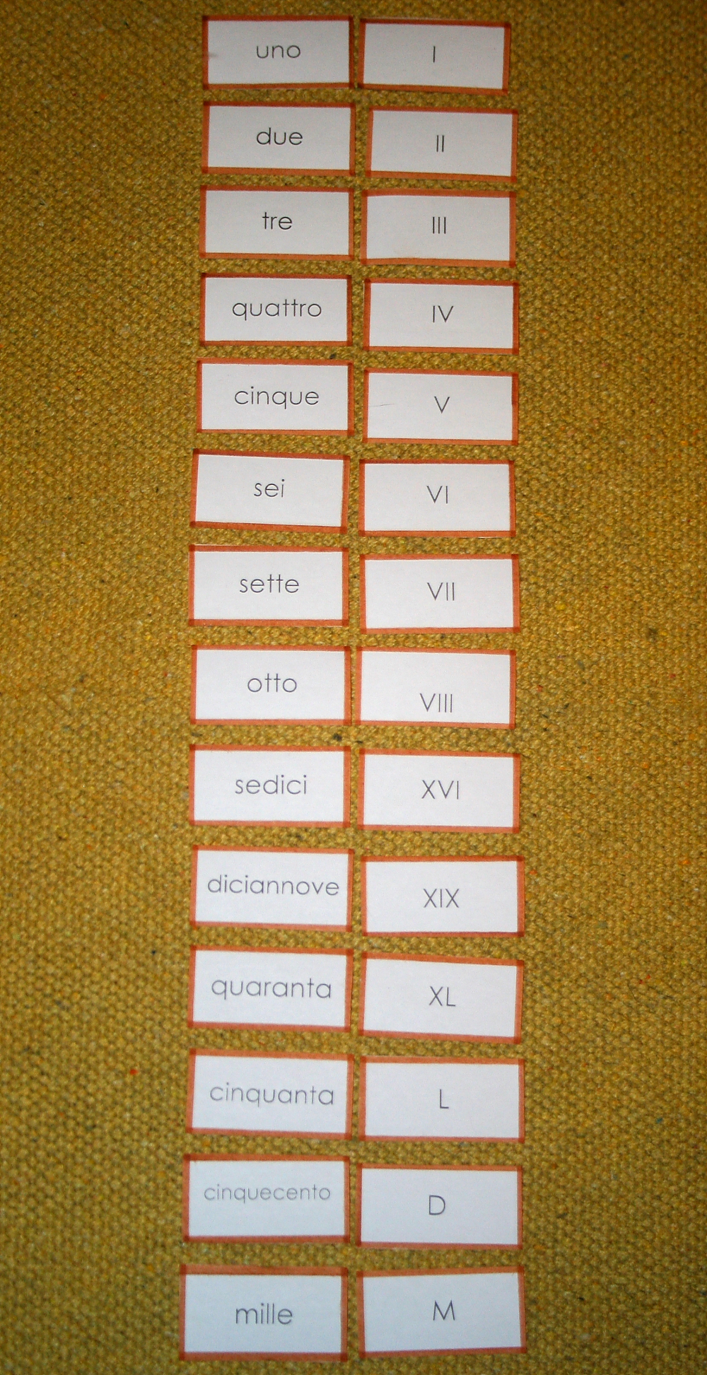 aggettivo numerale Montessori 5