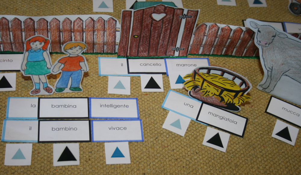 Psicogrammatica Montessori: il gioco della fattoria per l'aggettivo