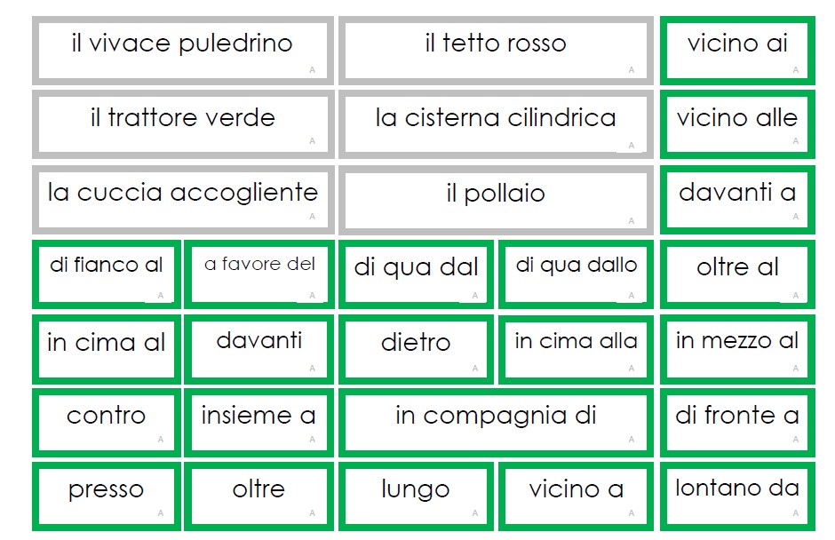 cartellini per la fattoria e la preposizione stampato minuscolo a 27